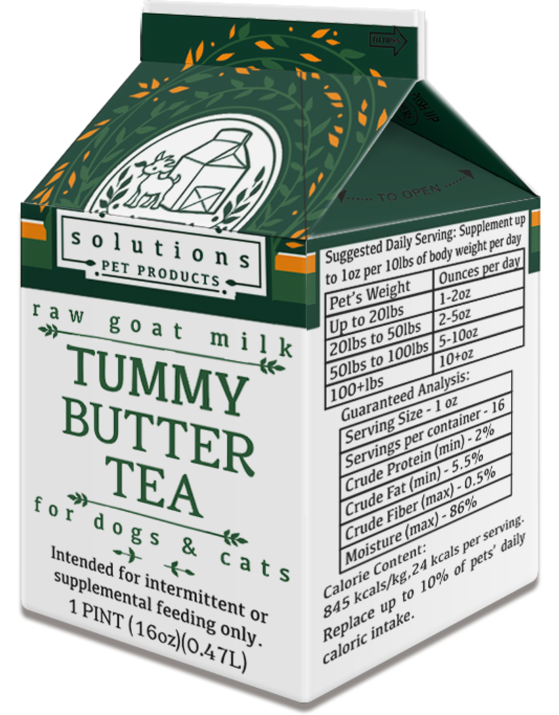 Solutions Pet Products Solutions Pet Products | Tummy Butter Tea Goat Milk 16 oz CASE (*Frozen Products for Local Delivery or In-Store Pickup Only. *)