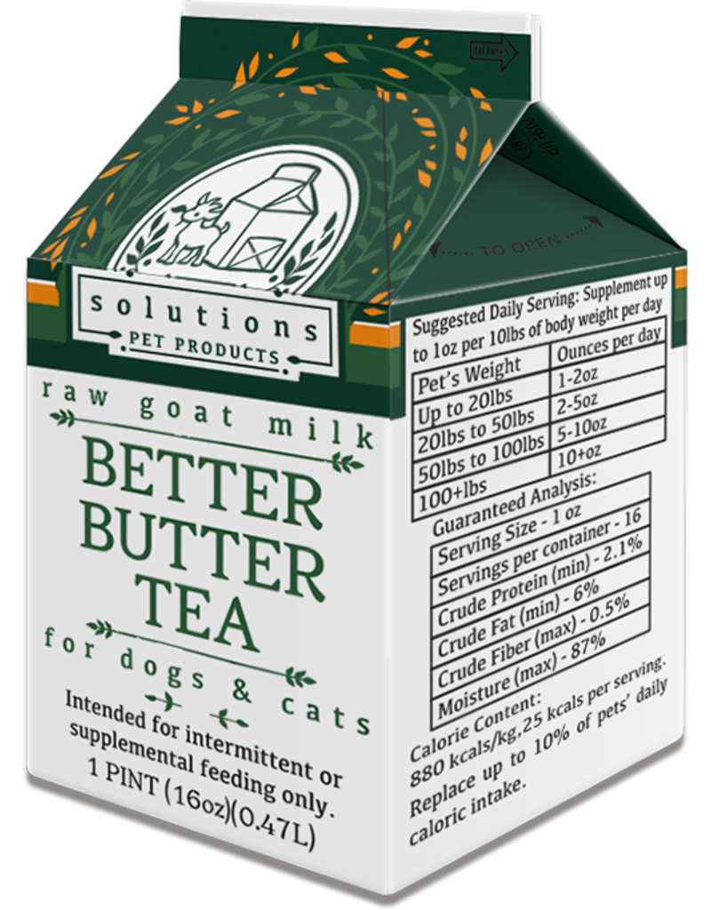 Solutions Pet Products Solutions Pet Products | Better Butter Tea Goat Milk 16 oz (*Frozen Products for Local Delivery or In-Store Pickup Only. *)