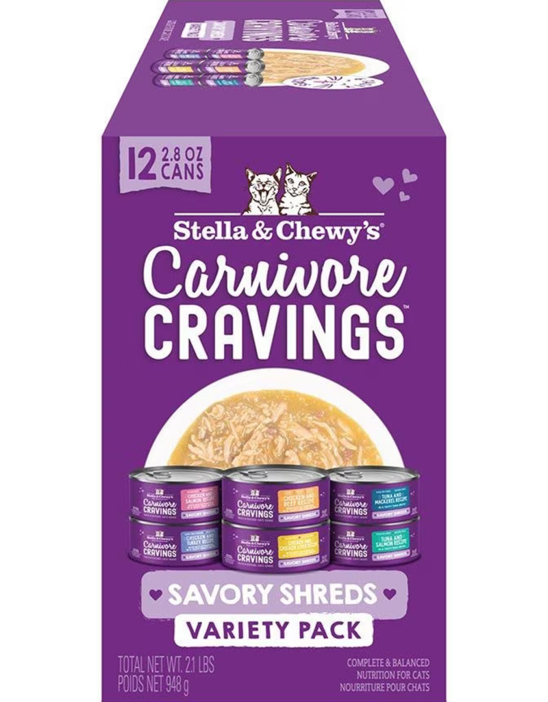 Stella & Chewy's Stella & Chewy's Carnivore Cravings Savory Shreds Canned Cat Food | Variety Pack 2.8 oz