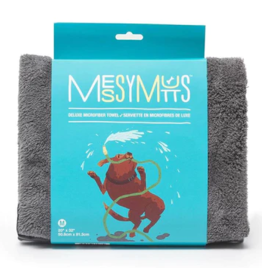 Messy Mutts Messy Mutts Grooming | Deluxe Microfiber Towel w/ Pockets Cool Grey Medium 20" x 32"