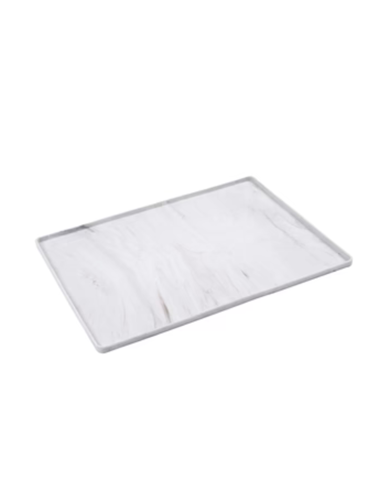 Messy Mutts Messy Mutts Silicone Mat | Bowl Mat with Raised Edge Marble 16" x 12"