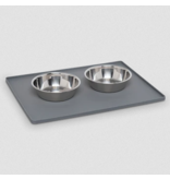 Messy Mutts Messy Mutts Silicone Mat | Bowl Mat with Raised Edge Cool Grey 16" x 12"