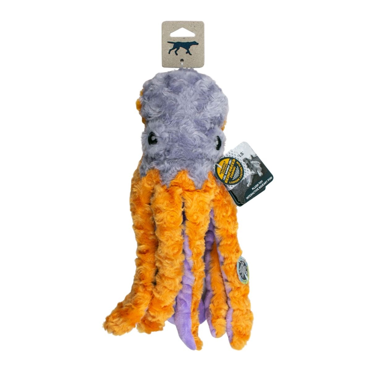 Tall Tails Dog Toys  Octopus Rope Crinkle Squeaker 14 in - The Pet Beastro