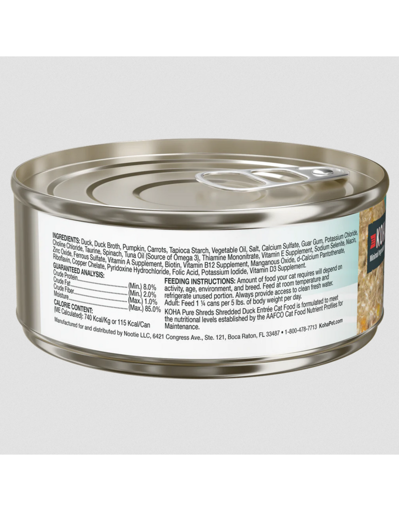 Koha Koha Pure Shreds Cat Food | Duck Entree 2.8 oz CASE