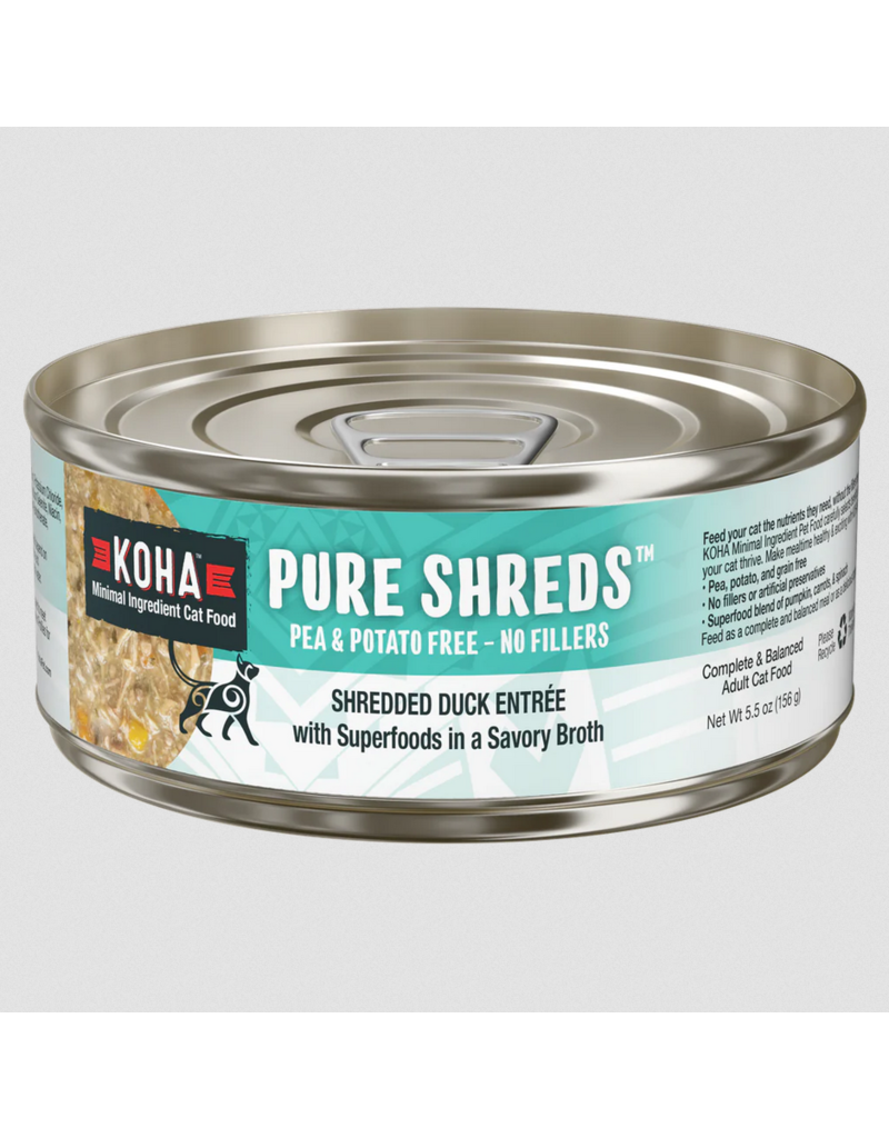 Koha Koha Pure Shreds Cat Food | Duck Entree 5.5 oz CASE
