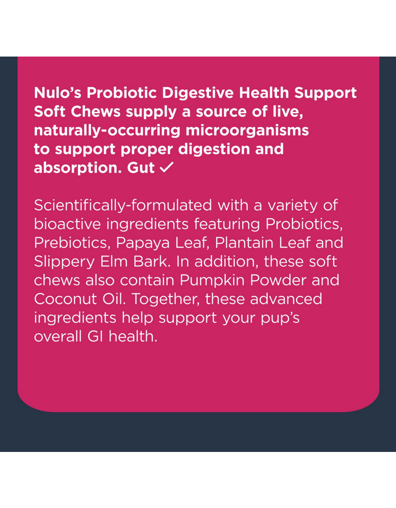Nulo Nulo Functional Supplements | Digestive Probiotic Chews For Dogs 90 Soft Chews