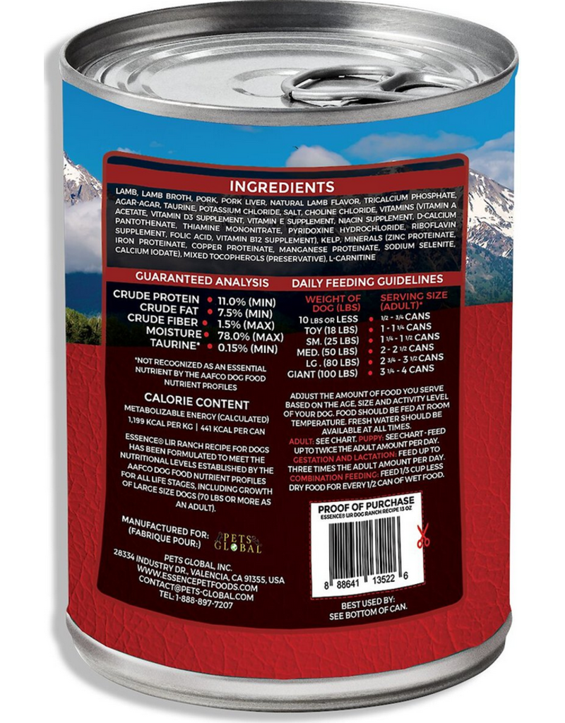 Essence DISC/M Essence Dog Canned Food LIR | Ranch Recipe 13 oz CASE **Replaced with Zig Essence**