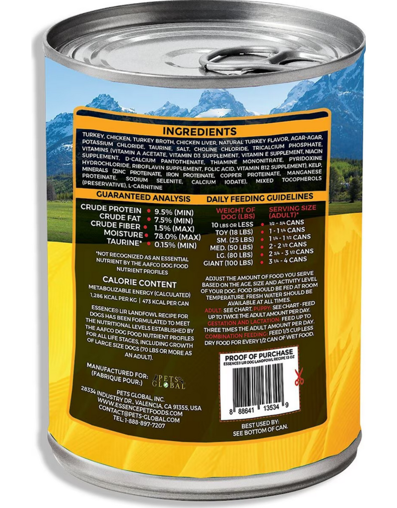 Essence Essence Dog Canned Food LIR | Landfowl Recipe 13 oz CASE