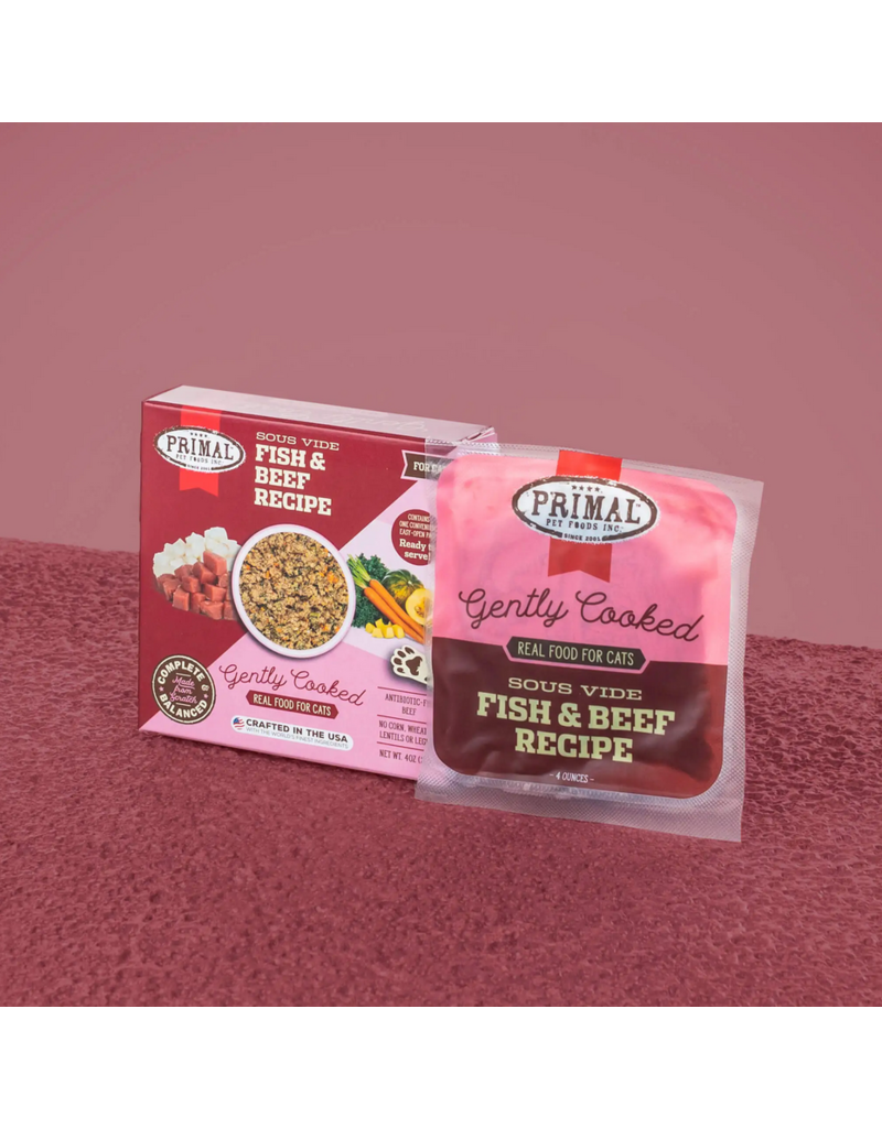 Primal Pet Foods Primal Gently Cooked | Fish & Beef 4 oz for Cats (*Frozen Products for Local Delivery or In-Store Pickup Only. *)