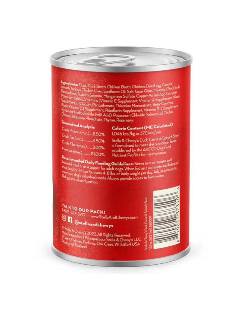 Stella & Chewy's Stella & Chewy's Gourmet Stew Canned Dog Food | Duck, Carrot, & Spinach Stew 12.5 oz CASE