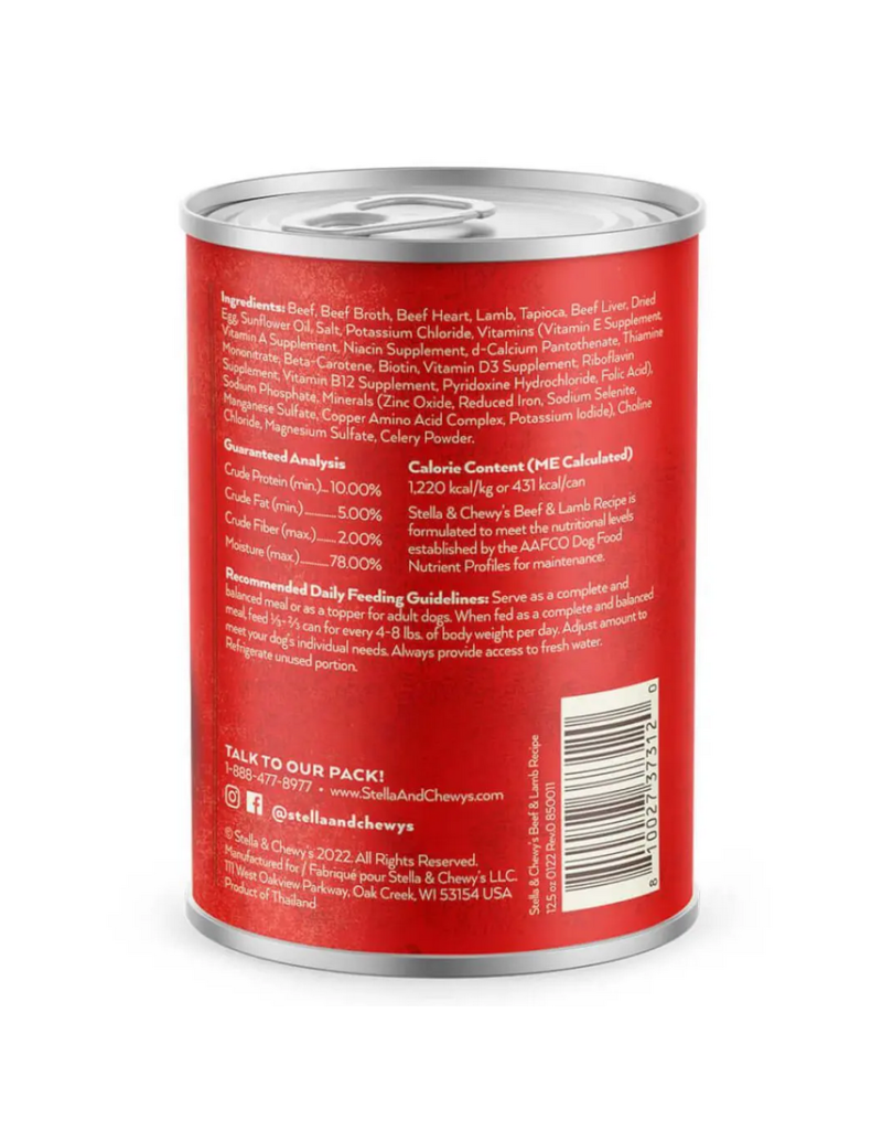 Stella & Chewy's Stella & Chewy's Gourmet Pate Canned Dog Food | Beef & Lamb Pate 12.5 oz CASE