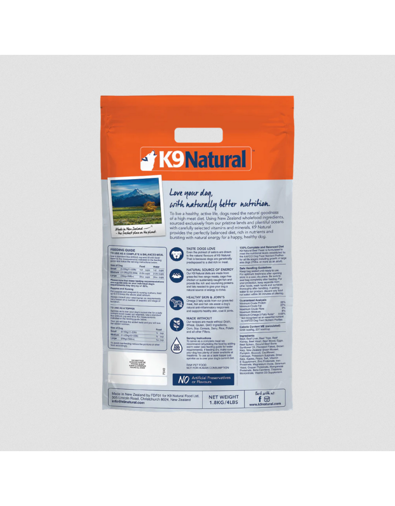 K9 Natural K9 Natural Freeze Dried Dog Food |  Beef 4 lb