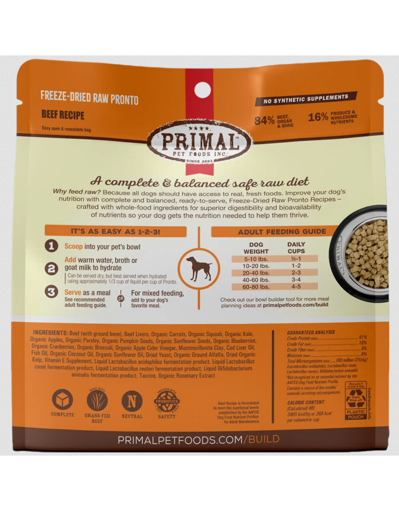 Primal Pet Foods Primal Pronto Freeze Dried Food | Beef Recipe for Dogs 7 oz