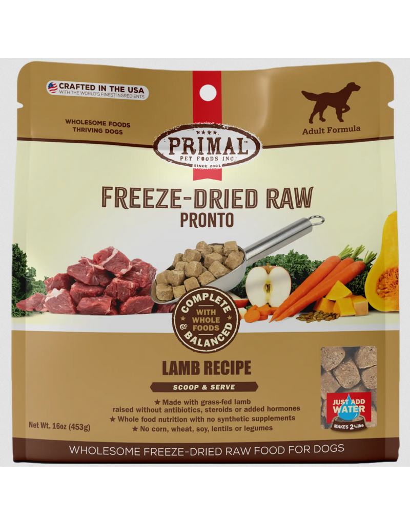 Primal Pet Foods Primal Pronto Freeze Dried Food | Lamb Recipe for Dogs 16 oz