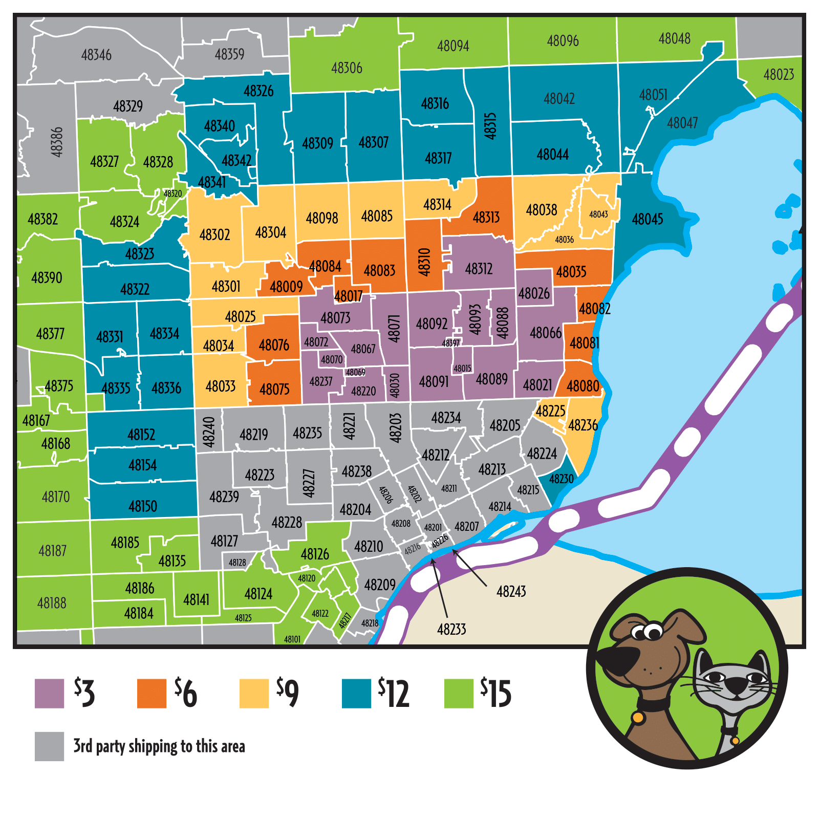 Local Pet Food Delivery Map Metro Detroit