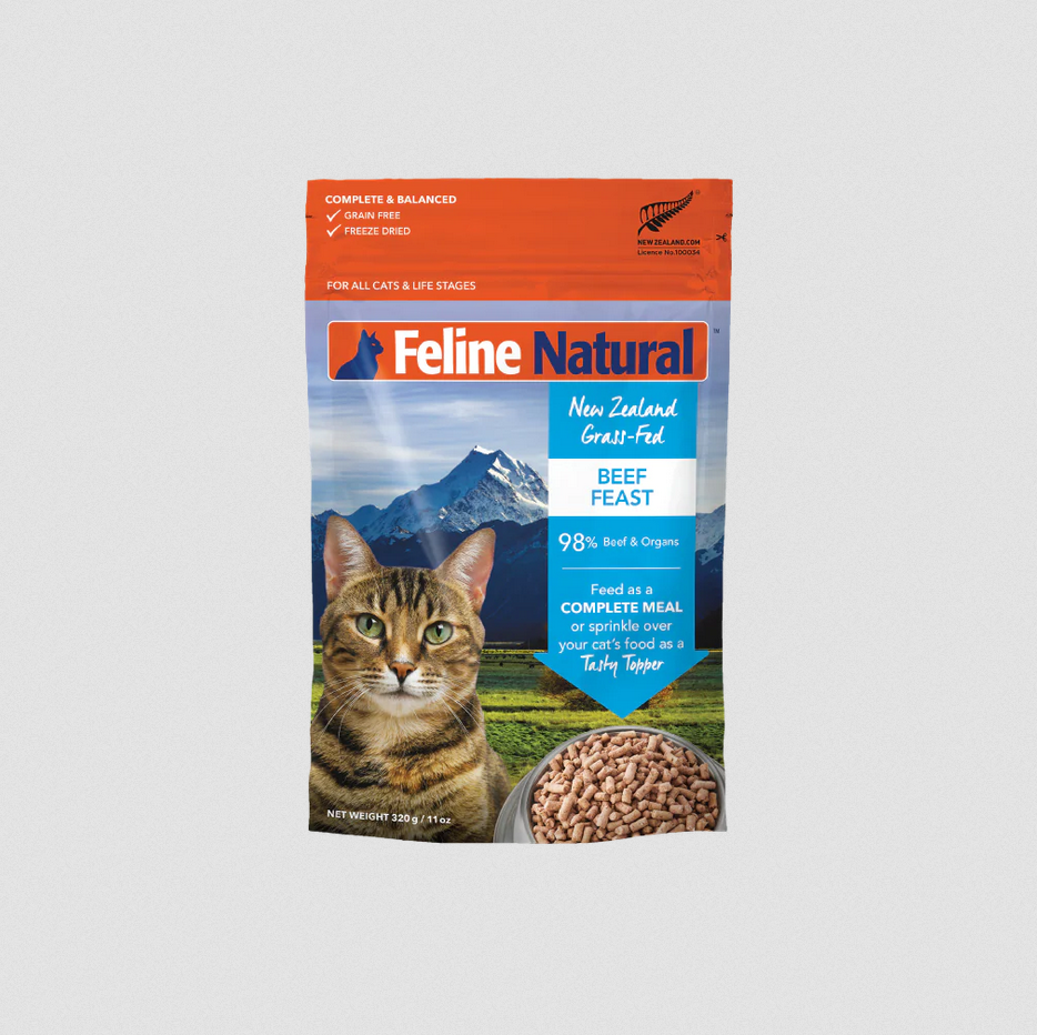 Feline Natural Freeze-Dried Cat Food | Grass Fed Beef Feast 11 oz Feline Natural Freeze-Dried Cat Food | Grass Fed Beef Feast 11 oz