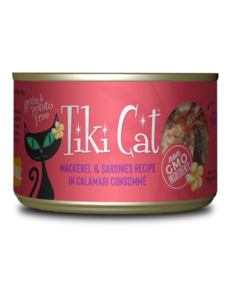 Tiki Cat Tiki Cat Canned Cat Food | Mackerel & Sardine in Calamari Consommé 6 oz CASE