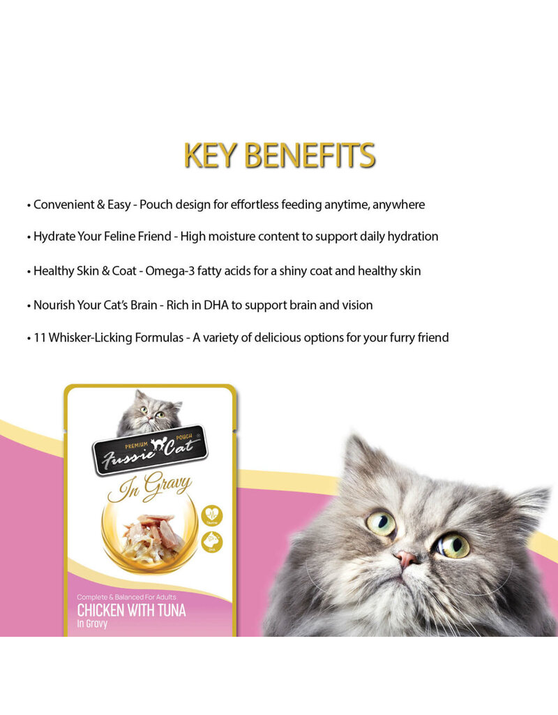 Fussie Cat Fussie Cat Premium Pouch Complete Cat Food | Chicken with Tuna in Gravy 2.47 oz single