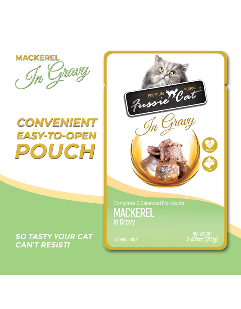 Fussie Cat Fussie Cat Premium Pouch Complete Cat Food | Mackerel in Gravy 2.47 oz single