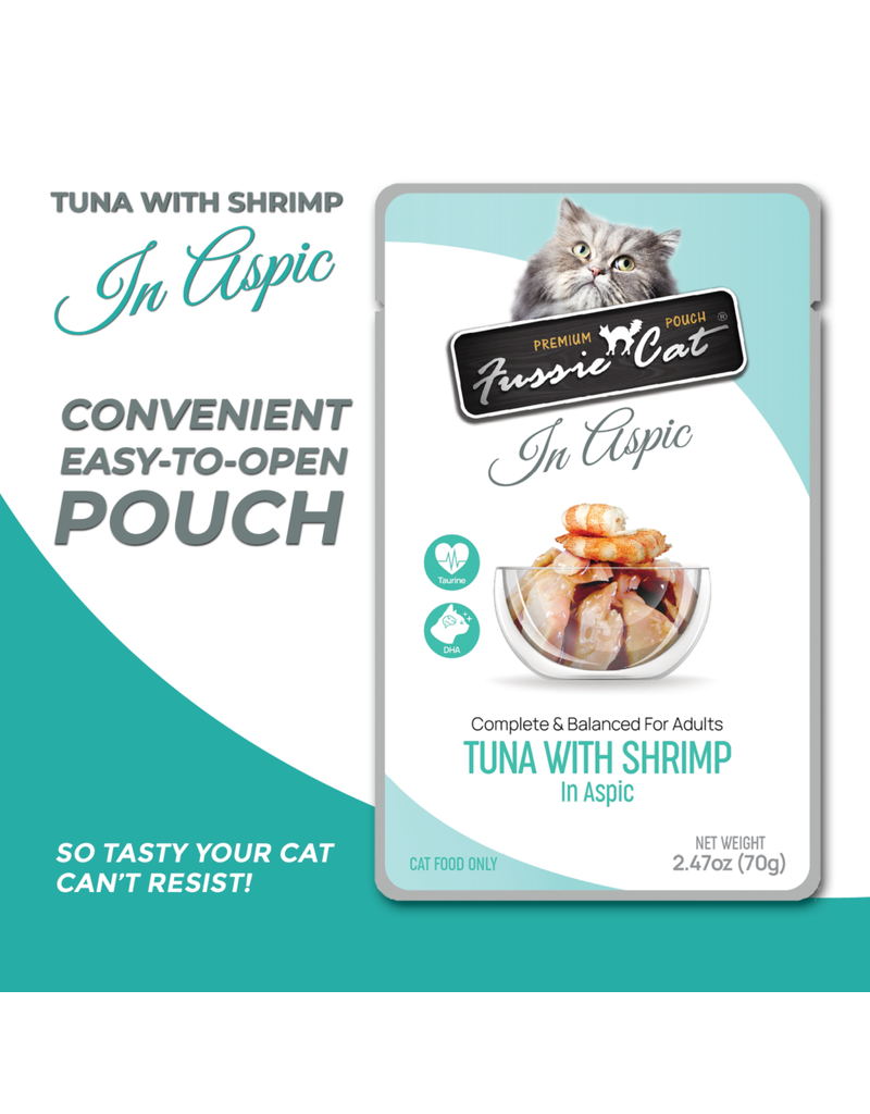Fussie Cat Fussie Cat Premium Pouch Complete Cat Food | Tuna with Shrimp in Aspic 2.47 oz single