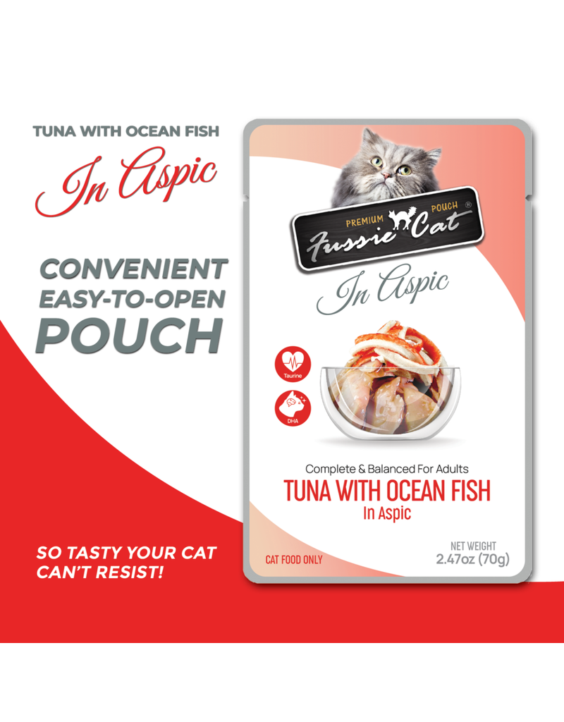 Fussie Cat Fussie Cat Premium Pouch Complete Cat Food | Tuna with Ocean Fish in Aspic 2.47 oz single