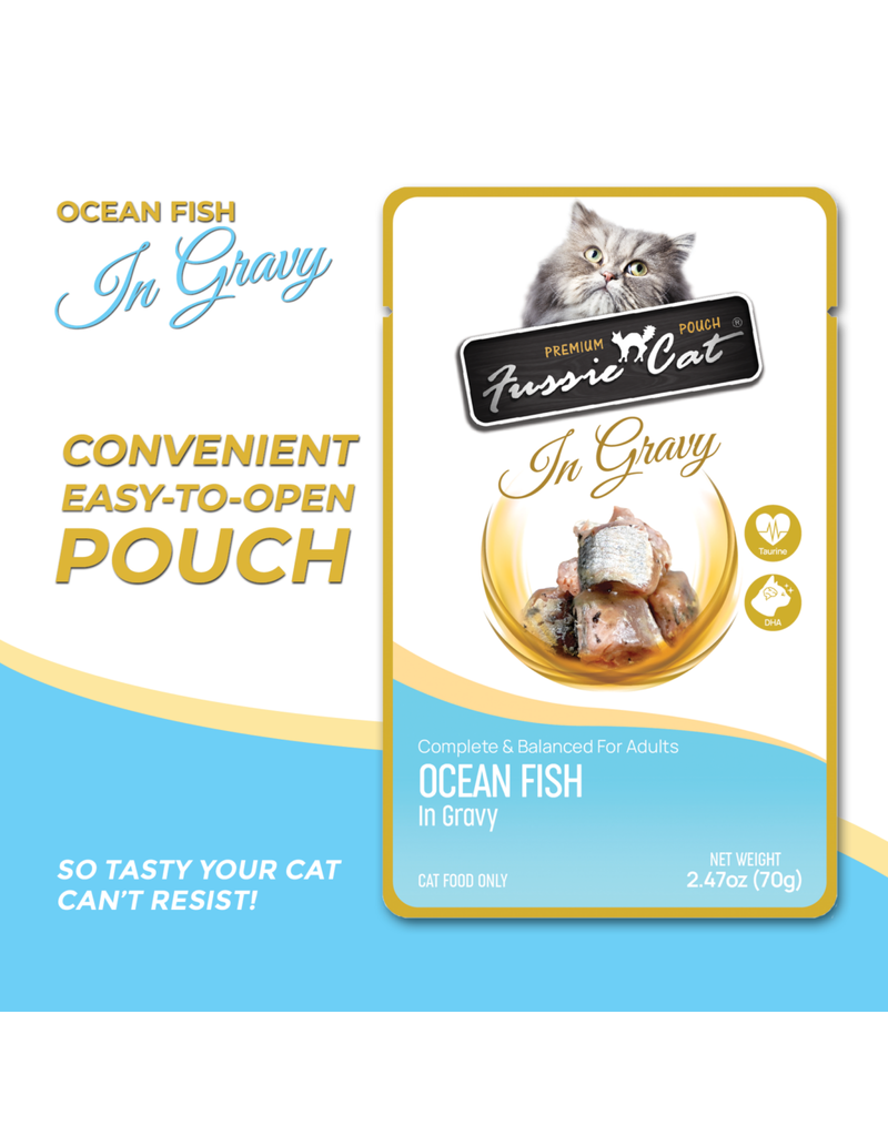 Fussie Cat Fussie Cat Premium Pouch Complete Cat Food | Ocean Fish in Gravy 2.47 oz single