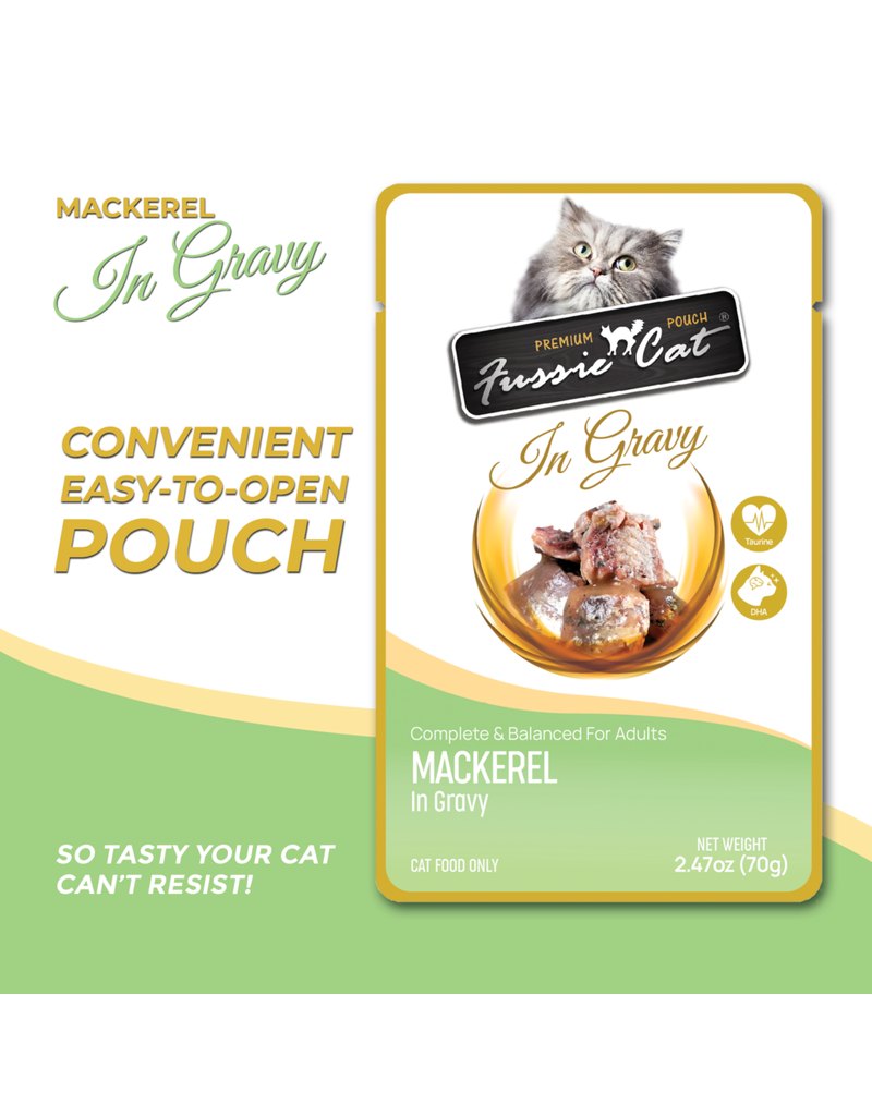 Fussie Cat Fussie Cat Premium Pouch Complete Cat Food | Mackerel in Gravy 2.47 oz CASE/12