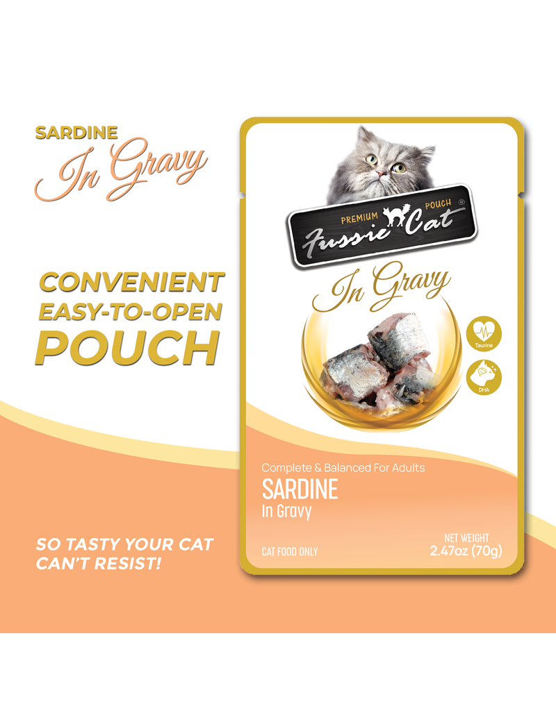 Fussie Cat Fussie Cat Premium Pouch Complete Cat Food | Sardine in Gravy 2.47 oz CASE/12