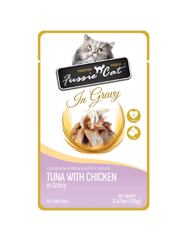 Fussie Cat Fussie Cat Premium Pouch Complete Cat Food | Tuna with Chicken in Gravy 2.47 oz CASE/12