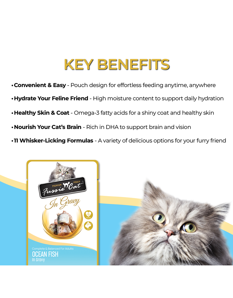Fussie Cat Fussie Cat Premium Pouch Complete Cat Food | Ocean Fish in Gravy 2.47 oz CASE/12