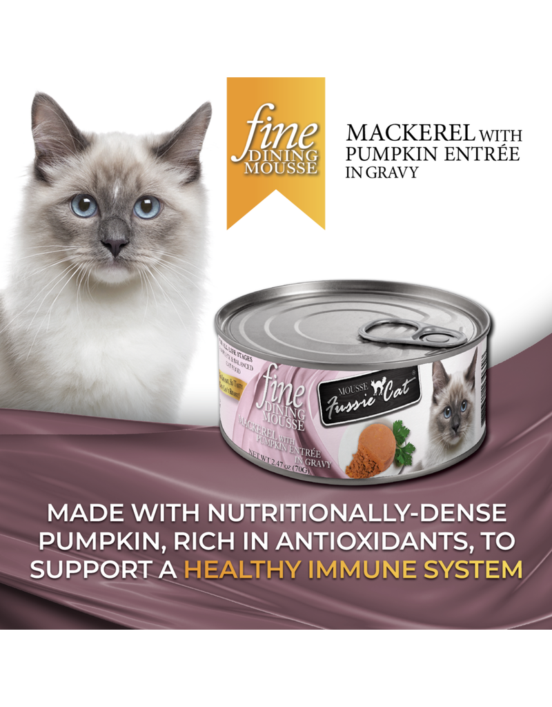 Fussie Cat Fussie Cat Fine Dining Cans | Mackerel with Pumpkin Mousse 2.47 oz CASE/24