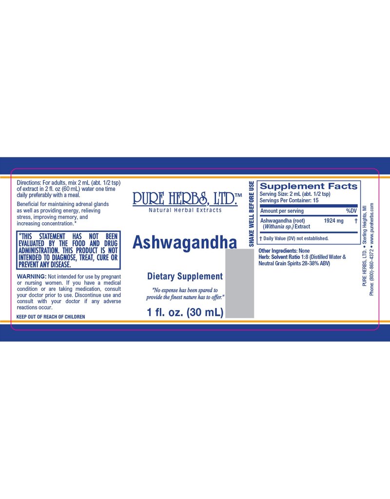 Pure Herbs LTD Pure Herbs LTD Ashwagandha 1 oz