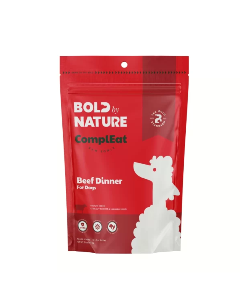 Bold By Nature Bold By Nature Frozen Dog Food 8 oz Patties | Beef 6 lb (*Frozen Products for Local Delivery or In-Store Pickup Only. *)