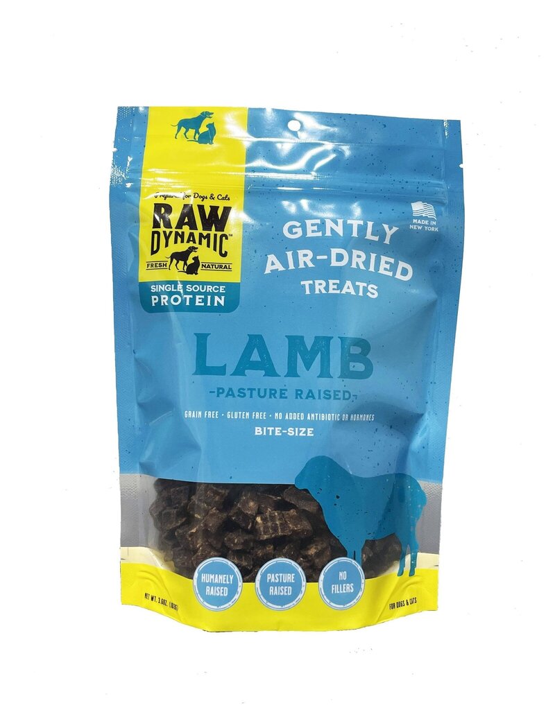 Raw Dynamic Raw Dynamic Air Dried Treats | Pasture Raised Lamb Bites for Cats & Dogs 3.6 oz