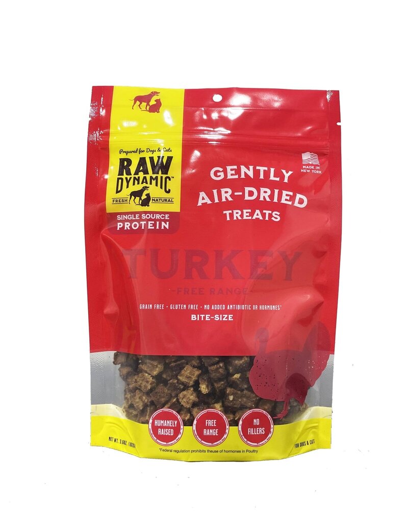 Raw Dynamic Raw Dynamic Air Dried Treats | Free Range Turkey Bites for Cats & Dogs 3.6 oz
