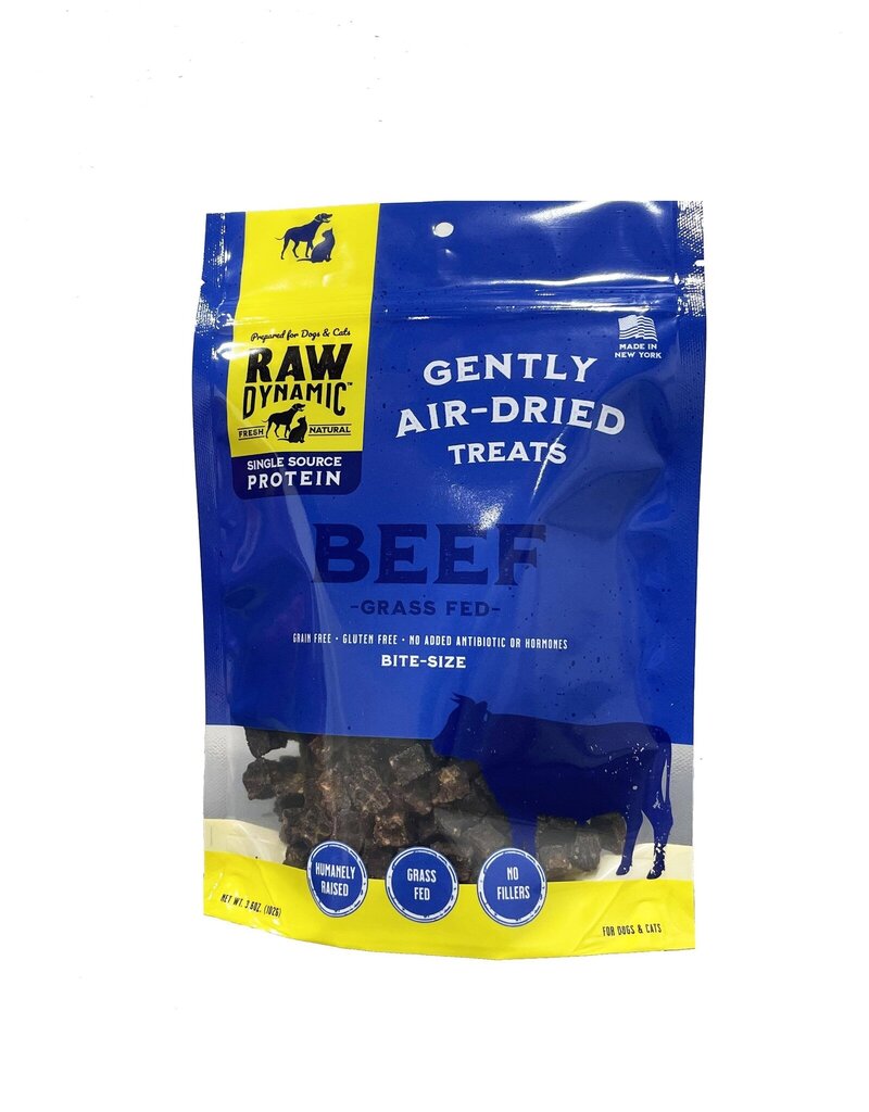 Raw Dynamic Raw Dynamic Air Dried Treats | Grass Fed Beef Bites for Cats & Dogs 3.6 oz