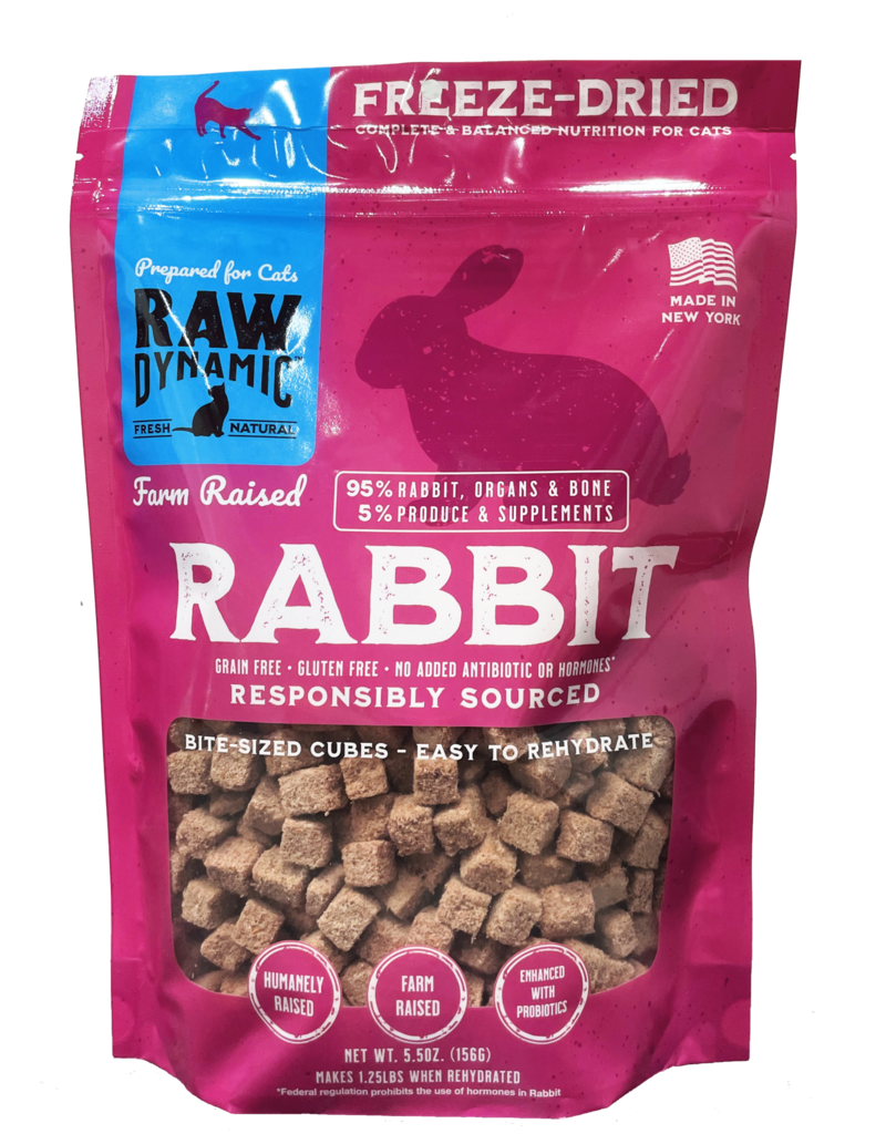 Raw Dynamic Raw Dynamic Freeze Dried Cat Food | Farm Raised Rabbit Cubes 5.5 oz
