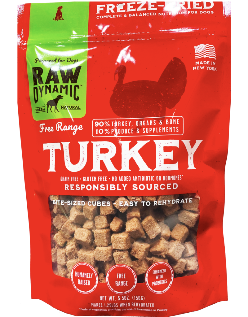 Raw Dynamic Raw Dynamic Freeze Dried Dog Food | Free Range Turkey Cubes 5.5 oz