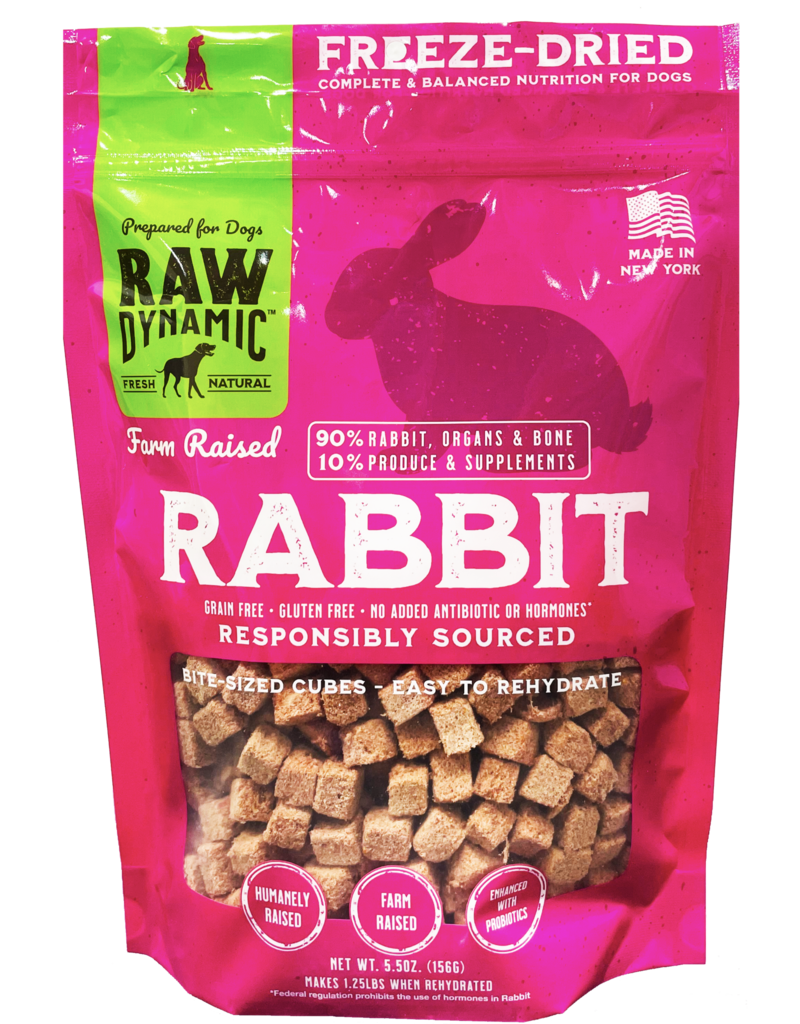 Raw Dynamic Raw Dynamic Freeze Dried Dog Food | Farm Raised Rabbit Cubes 14 oz