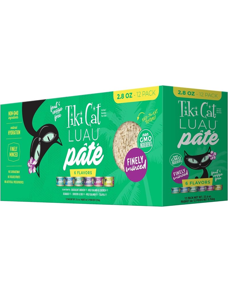 Tiki Cat Tiki Cat Canned Cat Food | Luau Pate Finely Minced Variety Pack  2.8 oz 12 pk