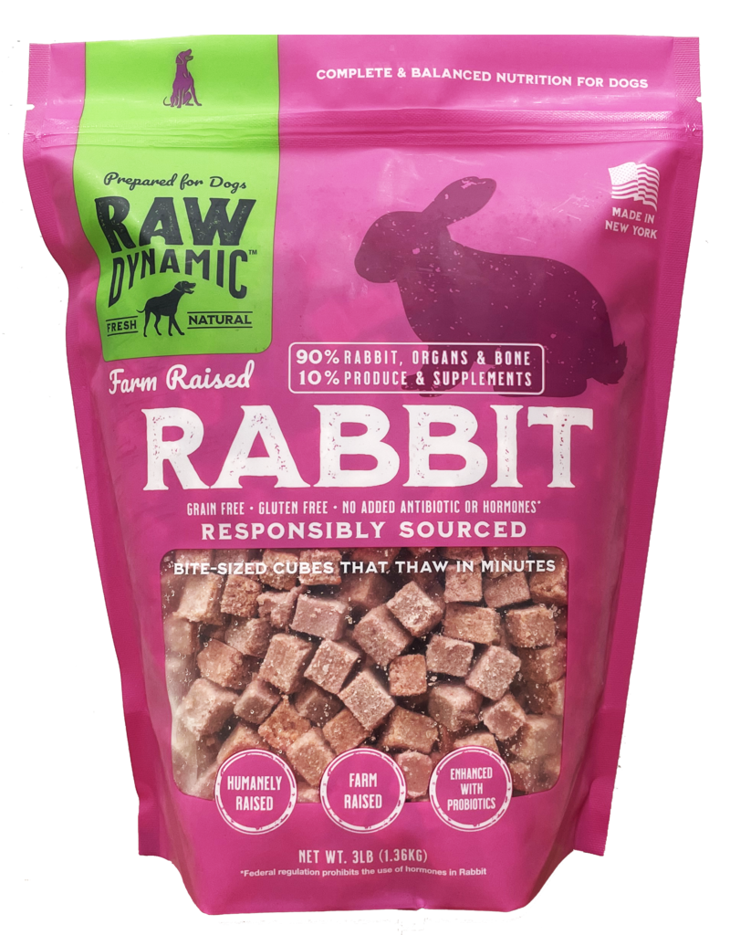 Raw Dynamic Raw Dynamic Frozen Raw Dog Food | Farm Raised Rabbit Cubes 3 lb (*Frozen Products for Local Delivery or In-Store Pickup Only. *)