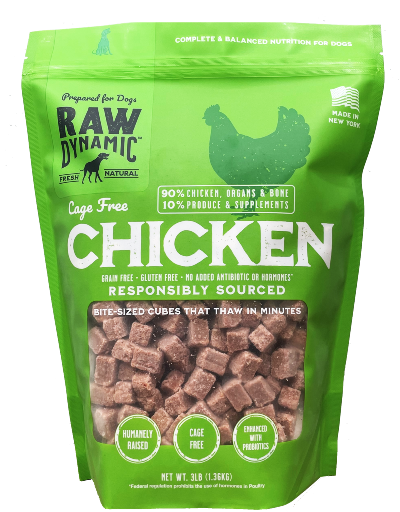 Raw Dynamic Raw Dynamic Frozen Raw Dog Food | Cage Free Chicken Cubes 3 lb (*Frozen Products for Local Delivery or In-Store Pickup Only. *)