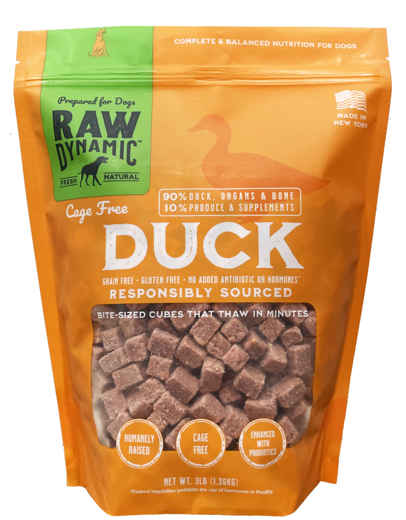 Raw Dynamic Raw Dynamic Frozen Raw Dog Food | Cage Free Duck Cubes 3 lb (*Frozen Products for Local Delivery or In-Store Pickup Only. *)