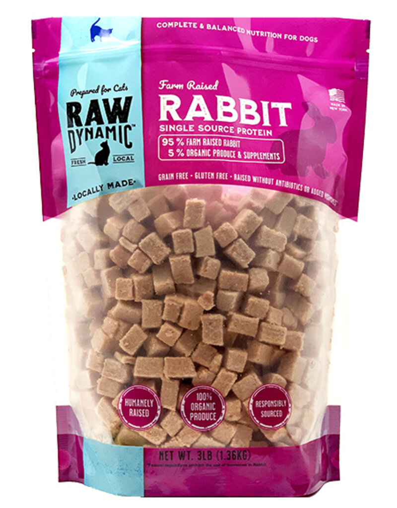Raw Dynamic Raw Dynamic Frozen Raw Cat Food | Farm Raised Rabbit Cubes 3 lb (*Frozen Products for Local Delivery or In-Store Pickup Only. *)