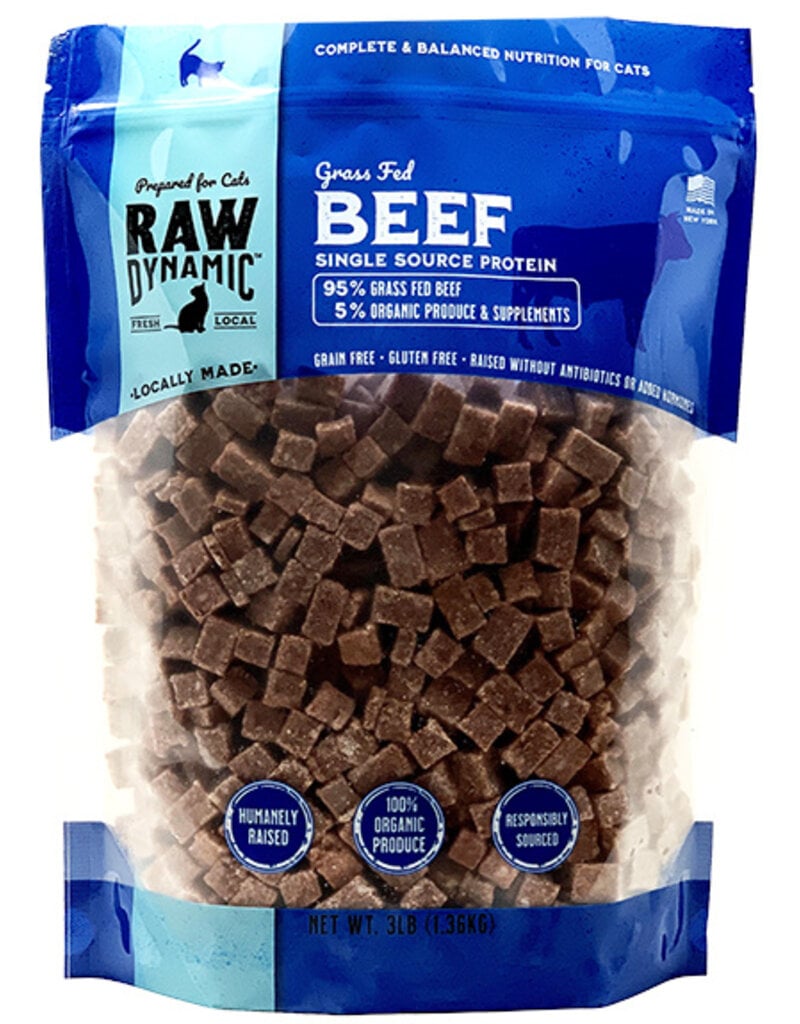 Raw Dynamic Raw Dynamic Frozen Raw Cat Food | Free Range Beef Cubes 3 lb (*Frozen Products for Local Delivery or In-Store Pickup Only. *)