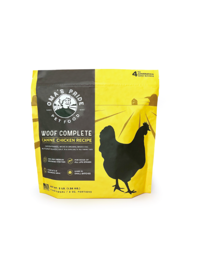 Oma's Pride Oma's Pride Raw Frozen Dog Food | Woof Complete Patties Chicken Recipe 3 lb (*Frozen Products for Local Delivery or In-Store Pickup Only. *)