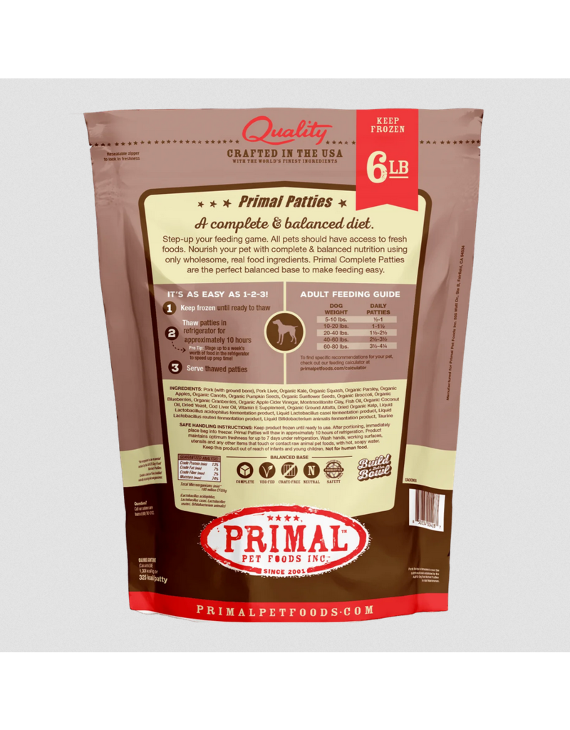 Primal Pet Foods Primal Pet Foods | Frozen Pork Patties for Dogs 18 lb (*Frozen Products for Local Delivery or In-Store Pickup Only. *)