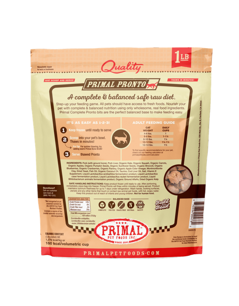 Primal Pet Foods Primal Raw Frozen Pronto Cat Food Pork 1 lb 12 ct CASE (*Frozen Products for Local Delivery or In-Store Pickup Only. *)