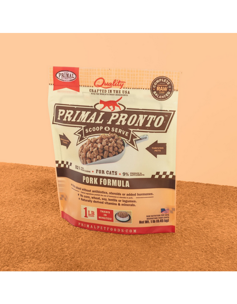 Primal Pet Foods Primal Raw Frozen Pronto Cat Food Pork 1 lb 12 ct CASE (*Frozen Products for Local Delivery or In-Store Pickup Only. *)