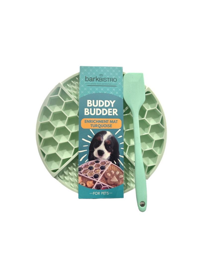 Bark Bistro Bark Bistro Buddy Budder | Turquoise Enrichment Mat with Spatula